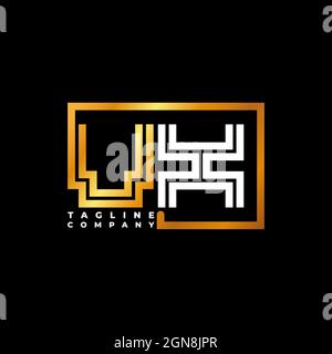 VX Logo letter monogram shape line golden vector template. Business monogram company Stock Vector