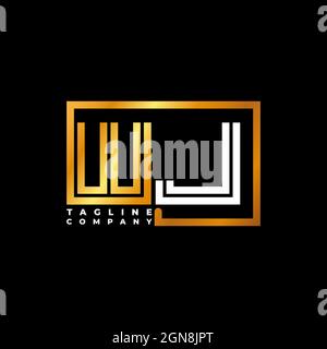 WJ Logo letter monogram shape line golden vector template. Business monogram company Stock Vector