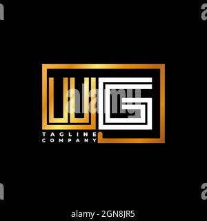 WG Logo letter monogram shape line golden vector template. Business monogram company Stock Vector