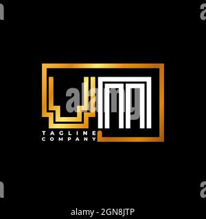 VM Logo letter monogram shape line golden vector template. Business monogram company Stock Vector
