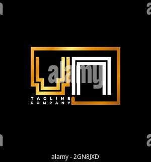 VN Logo letter monogram shape line golden vector template. Business monogram company Stock Vector