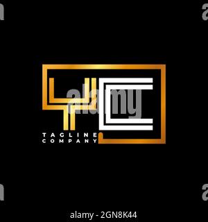 YC Logo letter monogram shape line golden vector template. Business monogram company Stock Vector