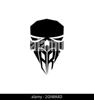 BR Initial ESport gaming logo. Modern head Skull shape template vector logo Stock Vector