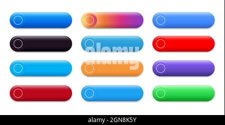 Set of Volume Blank Color Buttons for web design, on white background, realistic vector illustration close-up Stock Vector