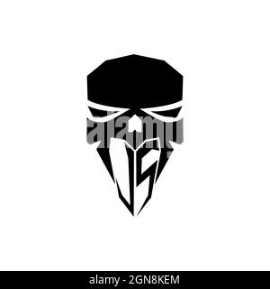 JS Initial ESport gaming logo. Modern head Skull shape template vector logo Stock Vector