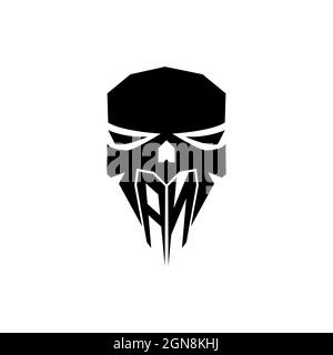 AN Initial ESport gaming logo. Modern head Skull shape template vector logo Stock Vector