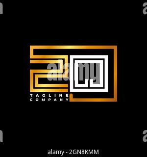 ZQ Logo letter monogram shape line golden vector template. Business monogram company Stock Vector