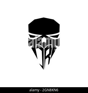 CR Initial ESport gaming logo. Modern head Skull shape template vector logo Stock Vector