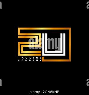 ZU Logo letter monogram shape line golden vector template. Business monogram company Stock Vector