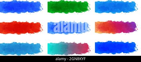 Set of Watercolor Blank Labels for web design, on white background, realistic vector illustration close-up Stock Vector