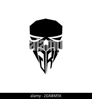 GR Initial ESport gaming logo. Modern head Skull shape template vector logo Stock Vector