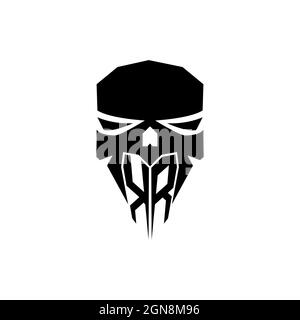 KR Initial ESport gaming logo. Modern head Skull shape template vector logo Stock Vector