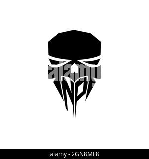 NP Initial ESport gaming logo. Modern head Skull shape template vector logo Stock Vector