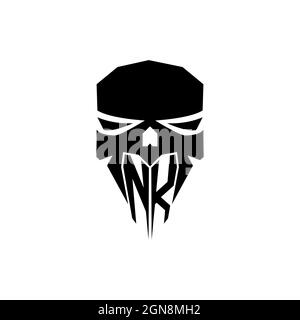 NK Initial ESport gaming logo. Modern head Skull shape template vector logo Stock Vector