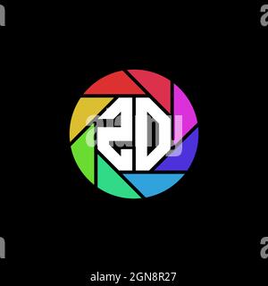 ZO Monogram Logo Letter Geometric Polygonal lens rainbow circle shape style Stock Vector