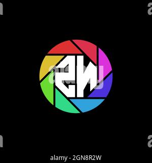 ZN Monogram Logo Letter Geometric Polygonal lens rainbow circle shape style Stock Vector