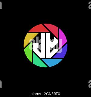 JY Monogram Logo Letter Geometric Polygonal lens rainbow circle shape style Stock Vector