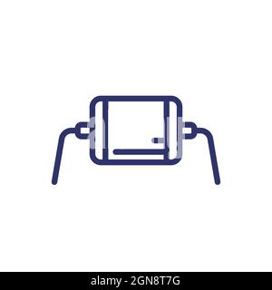 resistor line icon on white Stock Vector