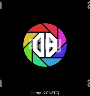OB Monogram Logo Letter Geometric Polygonal lens rainbow circle shape style Stock Vector