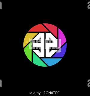 EZ Monogram Logo Letter Geometric Polygonal lens rainbow circle shape style Stock Vector