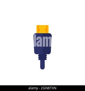 HDMI cable on white, vector icon Stock Vector