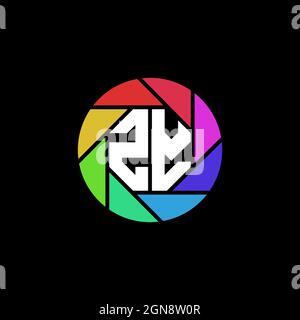 ZY Monogram Logo Letter Geometric Polygonal lens rainbow circle shape style Stock Vector