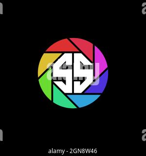 SS Monogram Logo Letter Geometric Polygonal lens rainbow circle shape style Stock Vector