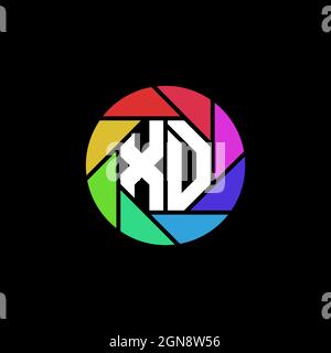 XD Monogram Logo Letter Geometric Polygonal lens rainbow circle shape style Stock Vector