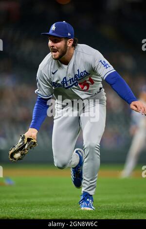 September 22 2021: Dodger pitcher Alex Vesia (51) throws a pitch during the  game with Los Angeles Dodgers and Colorado Rockies held at Coors Field in  Denver Co. David Seelig/Cal Sport Medi(Credit