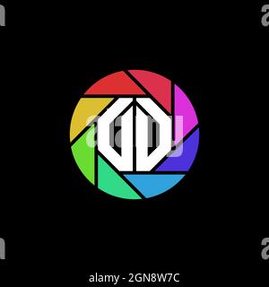 DD Monogram Logo Letter Geometric Polygonal lens rainbow circle shape style Stock Vector