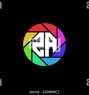 ZA Monogram Logo Letter Geometric Polygonal lens rainbow circle shape style Stock Vector