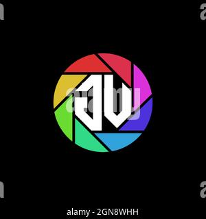 GV Monogram Logo Letter Geometric Polygonal lens rainbow circle shape style Stock Vector