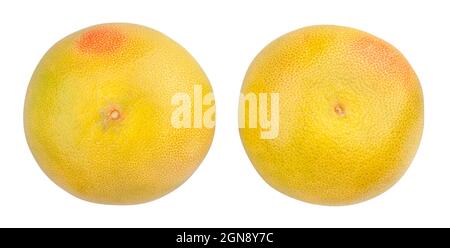 yellow grapefruit path isolated on white top view Stock Photo