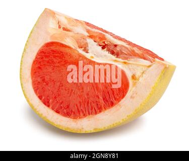 sliced yellow grapefruit path isolated on white Stock Photo