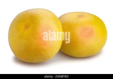 yellow grapefruit path isolated on white Stock Photo