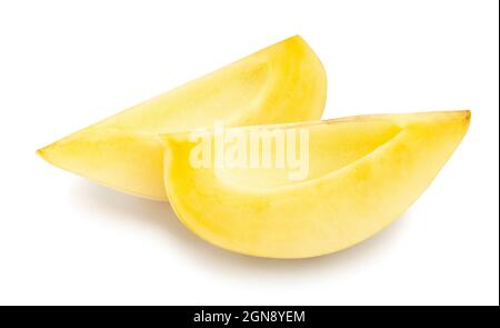 sliced pepino path isolated on white Stock Photo