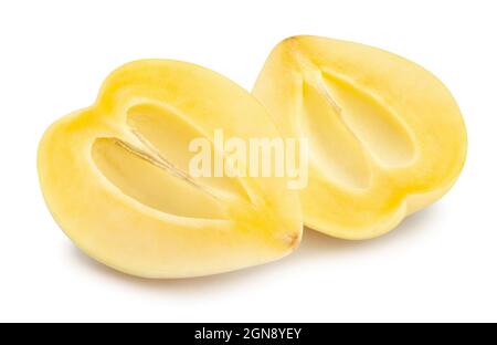 sliced pepino path isolated on white Stock Photo