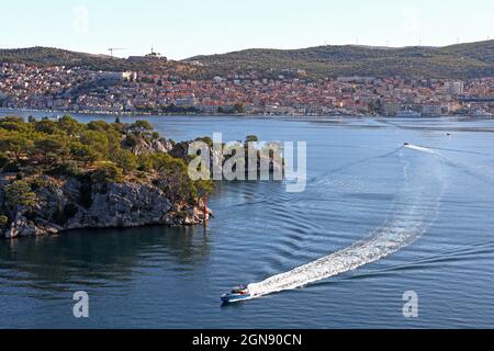 Large panorama of Saint Anthony's Channel in Sibenik, Croatia. Stock Photo