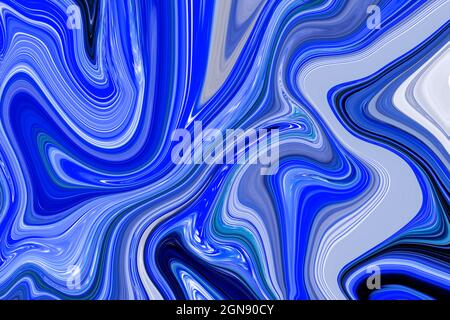Modern colorful liquid art background. Wave color Liquid shape. White and Blue colours. Abstract design, Flow Backgound. Stock Photo