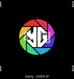 YG Monogram Logo Letter Geometric Polygonal lens rainbow circle shape style Stock Vector