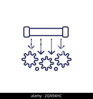 UV light sterilization, UV-C lamp line icon Stock Vector