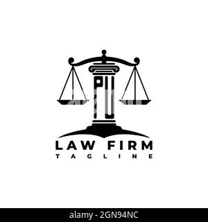 PU Monogram Logo Letter Pillars Geometric shape style vector, Law Firm Company Stock Vector