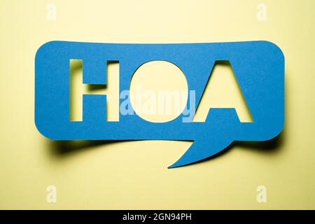 HOA Homeowner Association. Housing Community Speech Bubble Sign Stock Photo