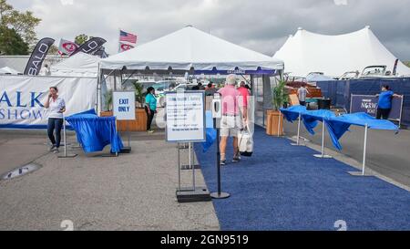 NORWALK, CT, USA - SEPTEMBER 23, 2021:  Entrance to Progressive Norwalk Boat Show Day One, show is from September 23-26 2021 Stock Photo