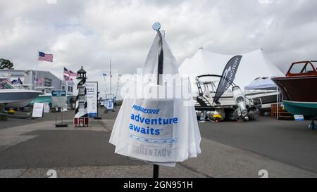 NORWALK, CT, USA - SEPTEMBER 23, 2021:  Entrance to Progressive Norwalk Boat Show Day One, show is from September 23-26 2021 Stock Photo