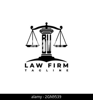 BW Monogram Logo Letter Pillars Geometric shape style vector, Law Firm Company Stock Vector