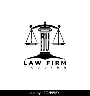 RV Monogram Logo Letter Pillars Geometric shape style vector, Law Firm Company Stock Vector