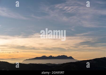 Dramatic sky over mountains in Montserrat, Catalonia, Spain Stock Photo