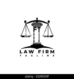 FT Monogram Logo Letter Pillars Geometric shape style vector, Law Firm Company Stock Vector