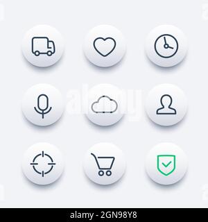 Basic web icons set, line vector design Stock Vector
